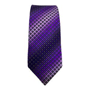 HUGO BOSS Red Tag Purple Geometric Silk Tie Made In Italy 58"-2.5" EX COND